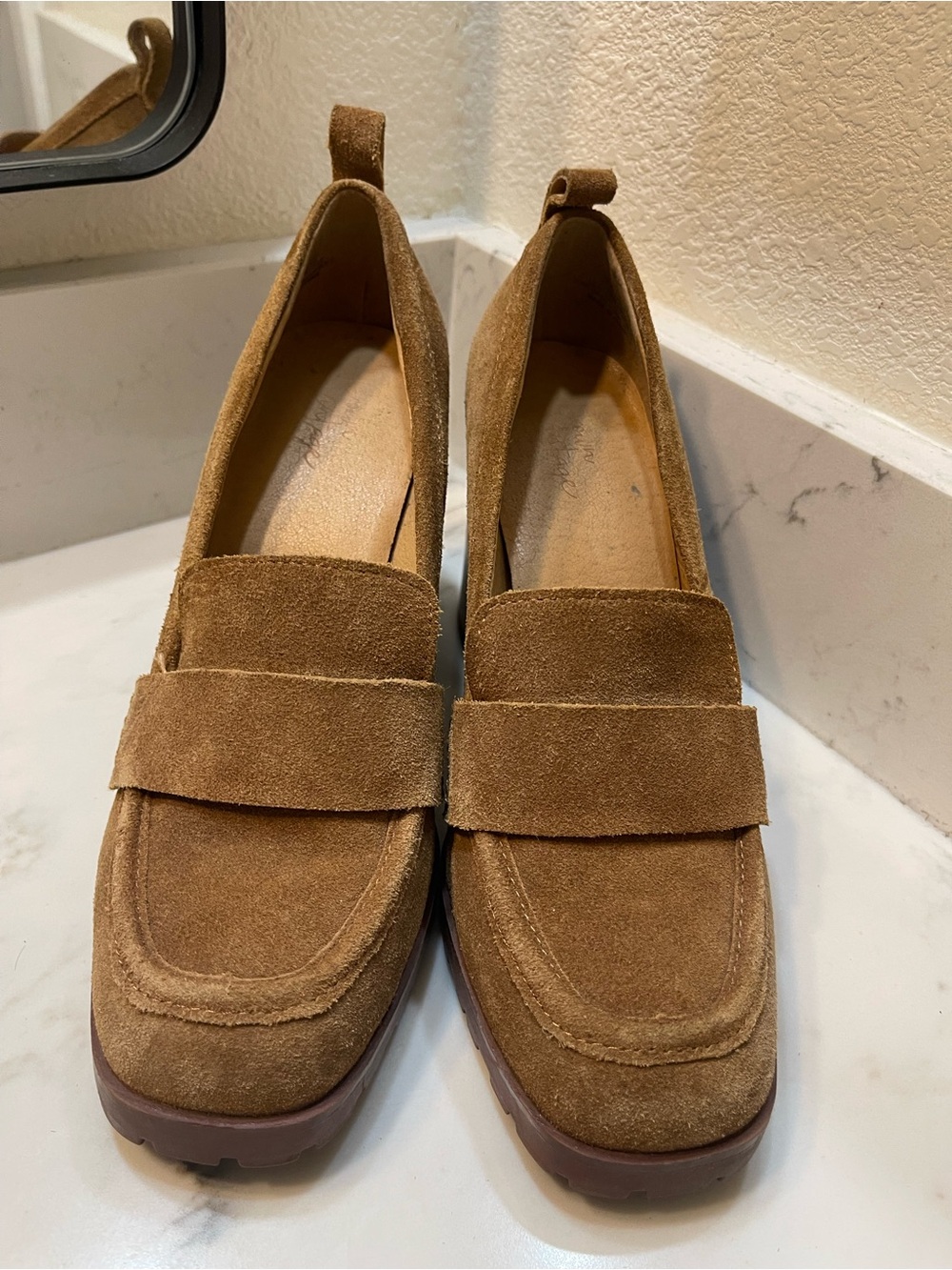 Crown Vintage Suede Loafers in Camel Brown